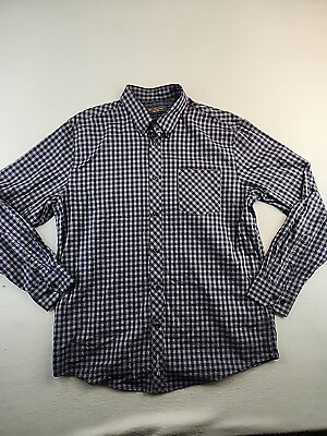 #ad Ben Sherman Purple Gingham Cotton Long Sleeve Button Front Shirt Mens Large $15.29