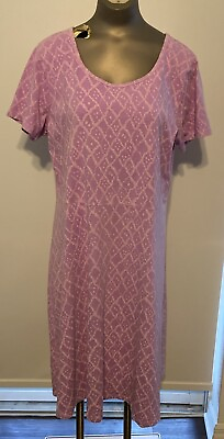 #ad Fresh Produce T SHIRT Dress Women XL 16 Purple White Cotton USA Shift S S Beach $31.99