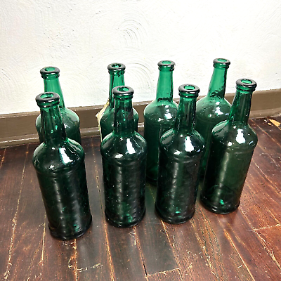 #ad Antique Glass Bottle Lot Of 8 Green Clear Tall Heavy Thick Glass Liquor Wine $299.99
