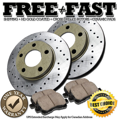 #ad J0284 FIT 1997 1998 1999 Toyota Camry 4Cylinder FRONT Drilled Rotors Pads GOLD $91.39