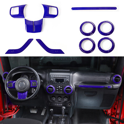 #ad 10x Interior Steering Wheel Cover Trim Kit For Jeep Wrangler JK 11 17 2Dr Purple $26.99