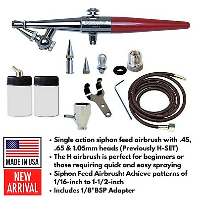 #ad Single Action Siphon Feed Airbrush Set for Painting Aircraft Model Restore Doll $136.01