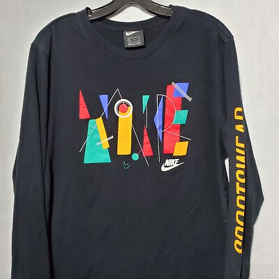 #ad Nike Air Long Sleeve Shirt Adult Black Abstract Logo Textured Sportswear XL $24.97