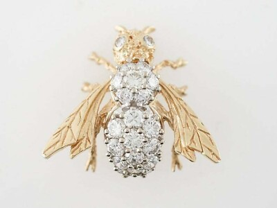 #ad 2.00 Ct Round Brilliant Cut Diamond Bee Design Pin Brooch 14k Dual Gold Finish $143.52