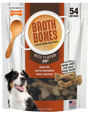#ad Nylabone Broth Bones Natural Edible Dog Chews 54 Count Exp 04 2027 $36.99