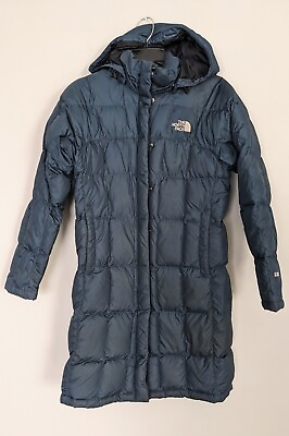#ad The North Face Metropolis 600 Down Puffer Parka Women#x27;s Size S Blue Dirty $29.99