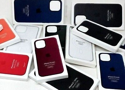 #ad Genuine Original Genuine Leather or Silicone Cases for iPhone 12 Mini Pro Max $14.99