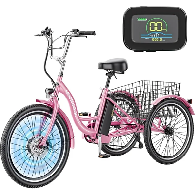 #ad 24quot; 26quot; Adult Electric Trike Tricycle 350W 48V 14.5AH Lithium Battery w Basket $949.00