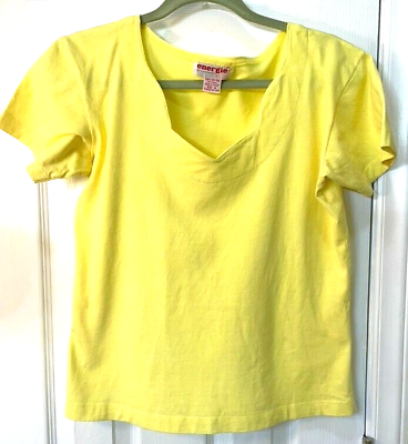 #ad Energie by currants blouse vintage 80#x27;s women#x27;s size M yellow $15.50