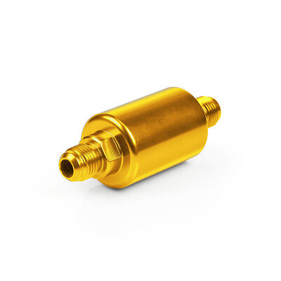#ad Car Flow Performance Mini Oil Fuel Filter Inline With 100 Micron Element Gold $15.65