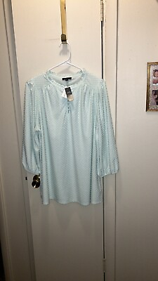 #ad Lane Bryant Swing Collection Fit That Flatters Pastel Blue Top Swiss Dot 14 16 $10.99