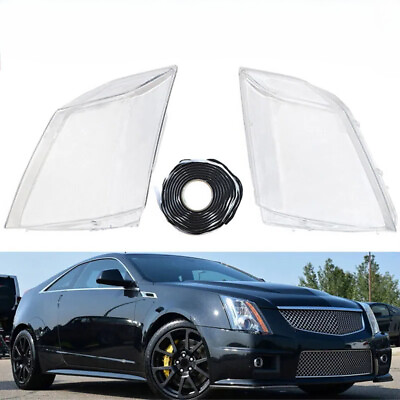 #ad NEW For Pair Headlight Lens CoverGlue Cadillac CTS2008 2009 2010 2011 2012 2013 $63.27