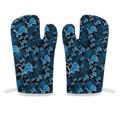 #ad Detroit Lions Thermal Gloves Oven Gloves 2 Piece Set of Insulated Gloves $12.98