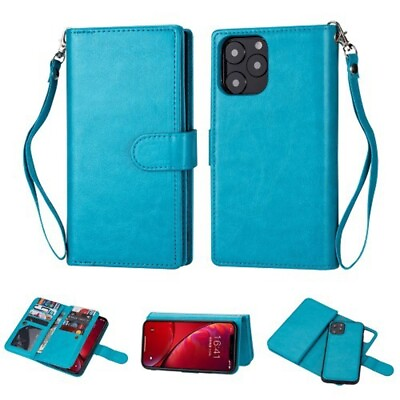 #ad Leather Wallet Removable Magnetic Dual Case for iPhone 11 6.1quot; TEAL $8.95