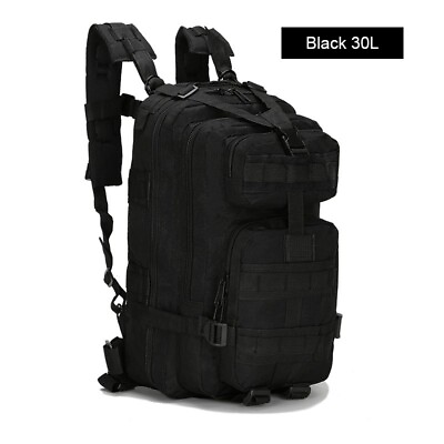 #ad #ad 30L Military Black Tactical Backpack Rucksack Camping Hiking Bag Outdoor Travel $17.88