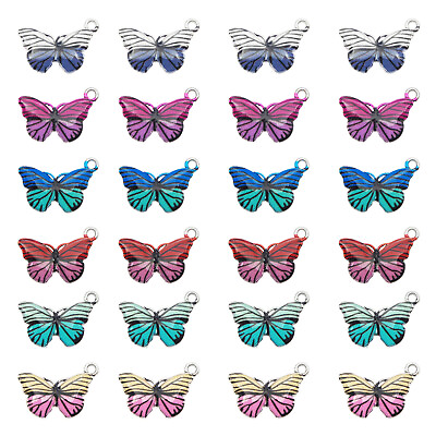 #ad 12PCS 20x14mm Alloy Mixed Colors Butterfly Pendant Jewelry Charms DIY Findings $3.60