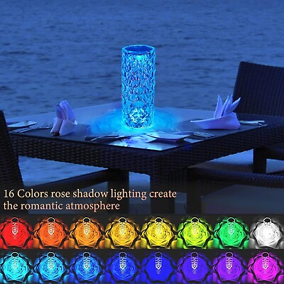 #ad Crystal LampTouch Control Crystal table LampCrystal Rose Lamp with 16 Colors $13.99