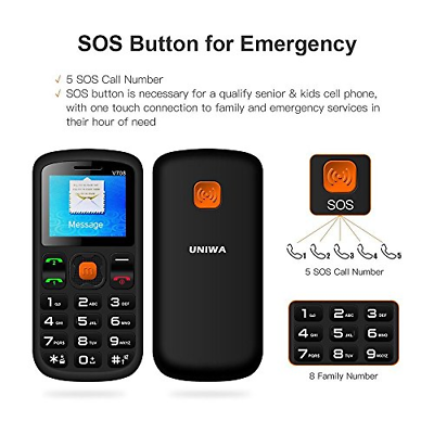 #ad Uniwa V708 Big Button Mobile Phone Elderly Senior SOS mobile Duel Sim Bluetooth $39.27