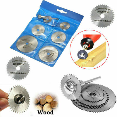 #ad 7PCS Cutting Wheel Discs Mandrel HSS Rotary Circular Saw Blades Tool Cutoff Wood $7.62