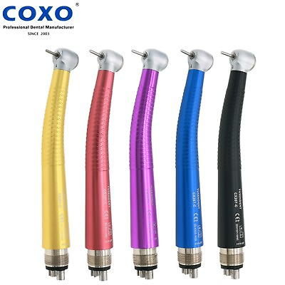#ad US COXO Dental High Speed Handpiece Air Turbine Anti retraction 4 Hole Colorful $54.99