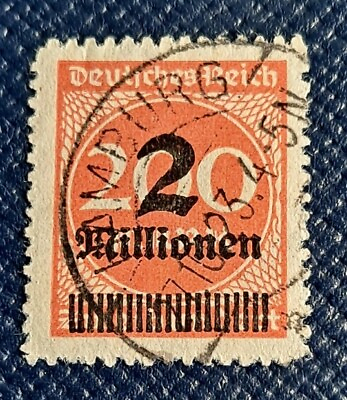 #ad German Reich Michel #309 BPb 2 Mio on 200 M Rouletted Stamp High CV if genuine GBP 100.00