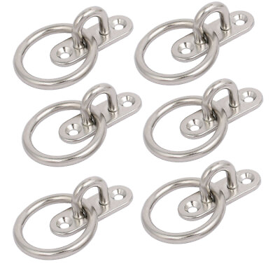 #ad 6pcs 304 Stainless Steel 5mm Thick Oblong Sail Shade Pad Eye Plate w Ring $19.78