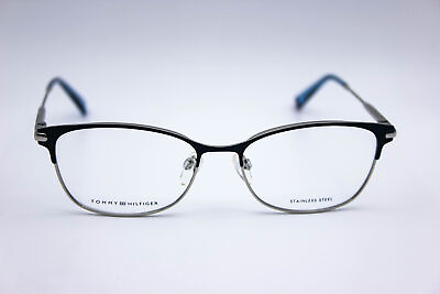 #ad Tommy Hilfiger Th1958 Black Stainless Browline Eyeglasses Frames 53 16 140 $44.95