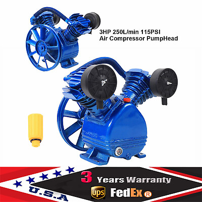 #ad V Style 2 Cylinder 115 psi Air Compressor Pump Motor Head Single Stage Air Tool $110.70
