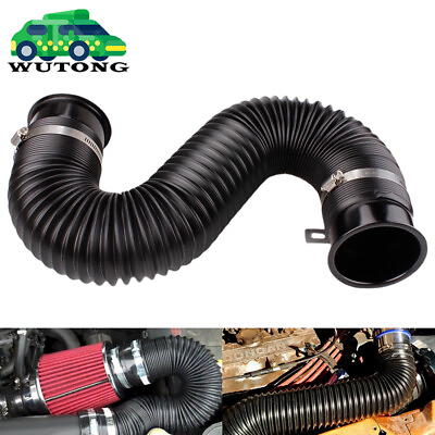 #ad Universal 3#x27;#x27; Flexible Car Cold Air Intake Hose Filter Pipe Telescopic Tube Kit $20.95