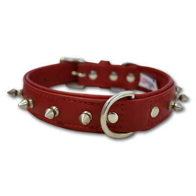 #ad Angel Small Genuine Red Leather Studded Spiked Dog Collar Fits Neck 9quot; 11quot; $26.95