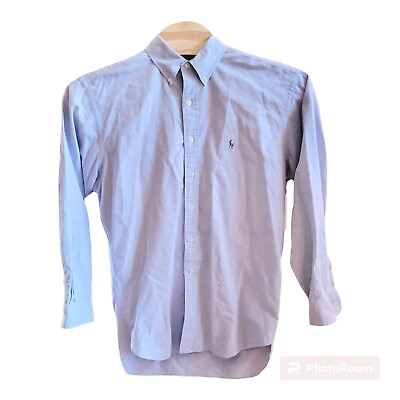#ad Ralph Lauren Yarmouth 100% Cotton Oxford LS Shirt Button Down Blue Size 17 35 $22.99