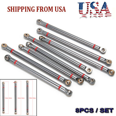 #ad 8PCS Alloy Upper amp; Lower Rod Link Linkage Set for 1 10 RC Axial SCX10 Crawler US $18.28