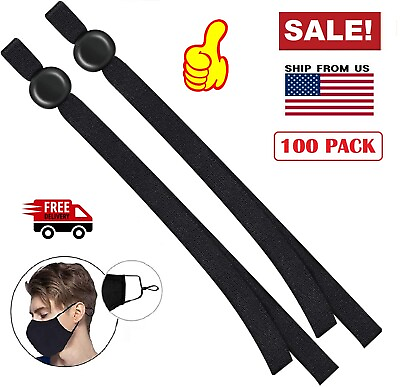 #ad 100PCS DIY Sewing Elastic Band Cord with Adjustable Buckle for DIY Mask US $9.89