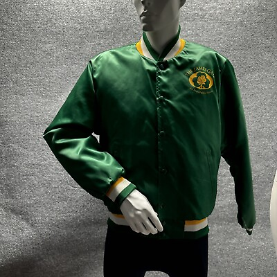 #ad Swingster Jacket Men Medium Green Gold Vintage Snap Front Irish Public House USA $49.50