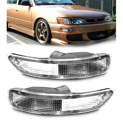 #ad For 1993 1997 Toyota Corolla Front Bumper Light Lamp Clear Chrome LeftRight Set $32.89