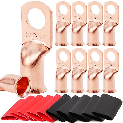 #ad 30 10PCS Bare Copper Cable Wire Lugs Ring Terminals Battery Wire Welding Cable $49.95