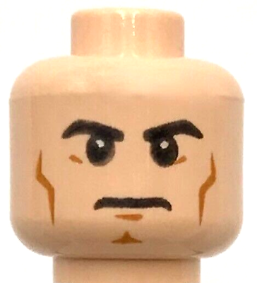 #ad Lego New Light Nougat Minifigure Head Dual Sided Black Eyebrows Cheek Lines $2.99