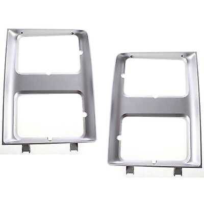 #ad New Headlight Doors Bezels Set of 2 Driver amp; Passenger Side Chevy Silver Pair $28.45