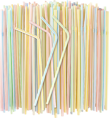 #ad 150PCS Disposable Plastic Drinking Straws Flexible Drinking Straws Long Plasti $14.77