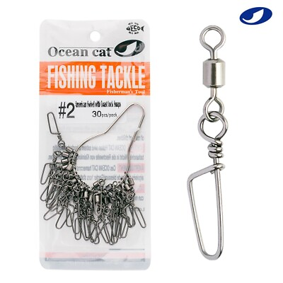 #ad OCEAN CAT American Swivel with Coast Lock Snap Black Nickel Fishing Tackle Ring $9.59