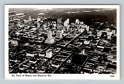 #ad RPPC Miami FL Florida Aerial View Biscayne Bay Vintage Postcard $7.99