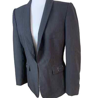 #ad Tahari ASL Size 6 Women#x27;s Pinstripe Blazer Jacket Gray Business Career Capsule $31.50