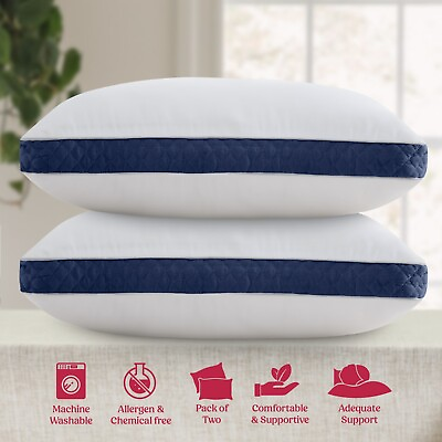 #ad #ad Bed Pillows Set of 2 Gusseted Neck Support Soft Pillow For Side amp; Back Sleepers $30.99