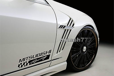 #ad 2 MITSUBISHI RACING SPORT Motorsport Decal sticker emblem logo BLACK $29.95