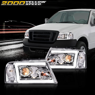 #ad Fit For 2004 2008 Ford F150 Lincoln Mark LT LED DRL Chrome Headlights LeftRight $119.85
