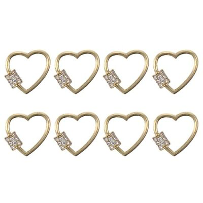 #ad 8Pcs Alloy Love Heart Micro Pave Cubic Zirconia Connector Clasps for Necklace... $16.73