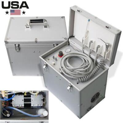 #ad Portable Dental Unit w Air Compressor Turbine Suction Syringe in Carry Case $474.05