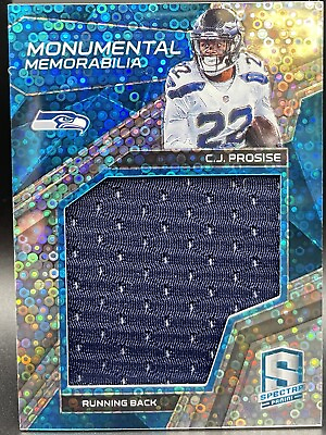 #ad C.J. Prosise 2017 Panini Spectra #32 Lg Patch 14 99 Seattle Seahawks Teal $75.00