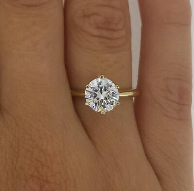 #ad 3.5 Ct Classic 6 Prong Round Cut Diamond Engagement Ring SI1 G Yellow Gold 18k $6493.00