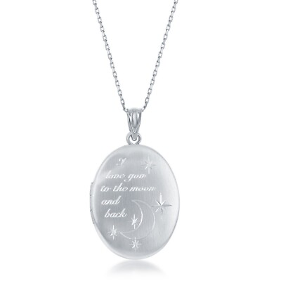 #ad Stering Silver quot;I Love You To The Moon amp; Backquot; Oval Locket W chain $126.00